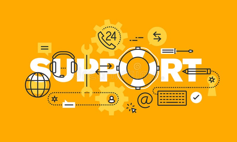 Texniki support yazısı  ayarlar, qələm, dispeçir, email ikonları ilə